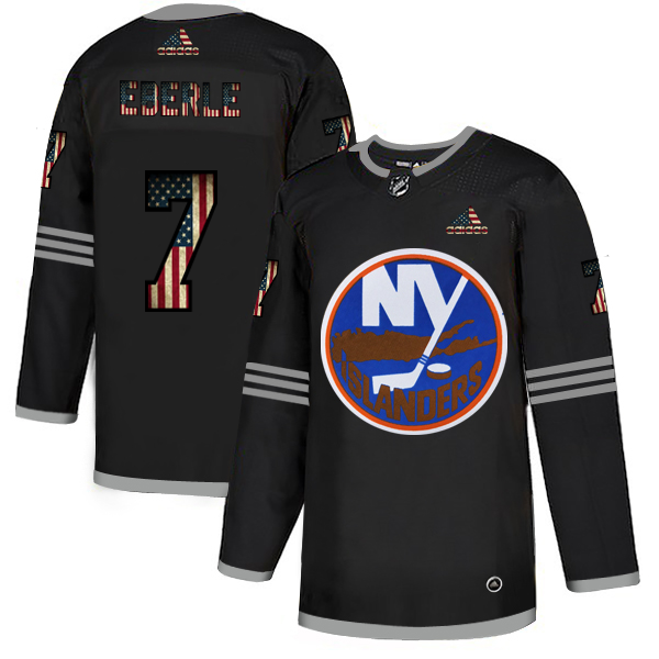 Men's New York Islanders #7 Jordan Eberle 2020 Grey USA Flag Stitched NHL Jersey